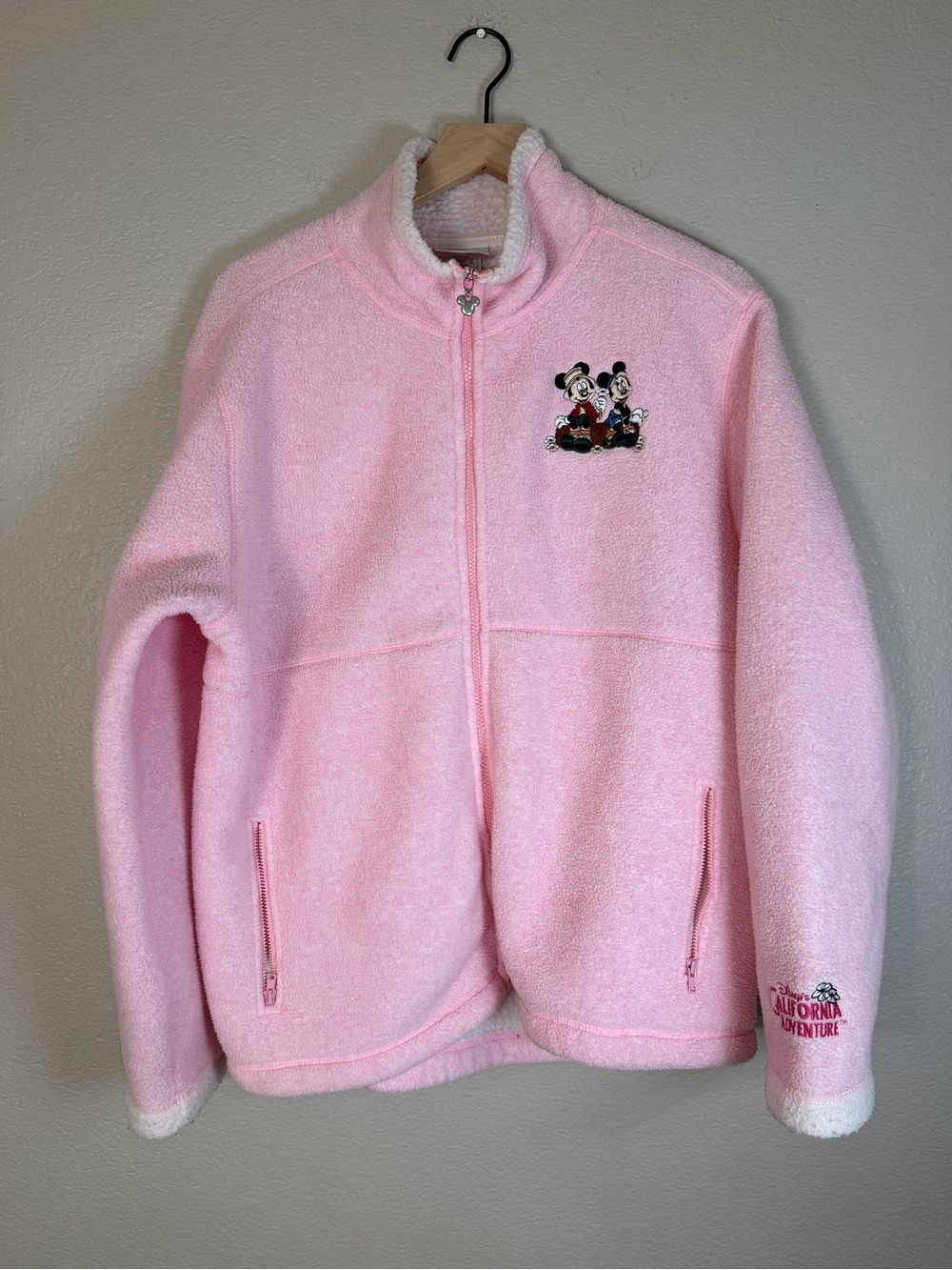 Vintage 1990’s Disney Disneyland Resort Pink Fleece Full Zip Jacket XL
